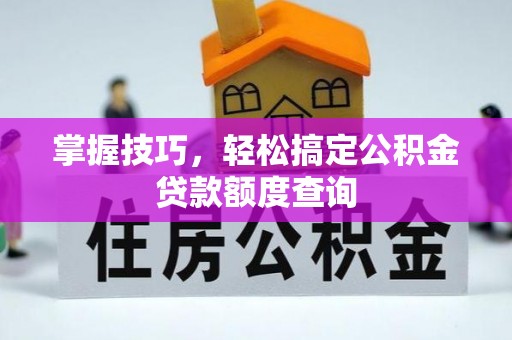 草屯掌握技巧，轻松搞定公积金贷款额度查询